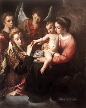 Annibale Carracci Painting - The Mystic Marriage of St Catherine Baroque Annibale Carracci